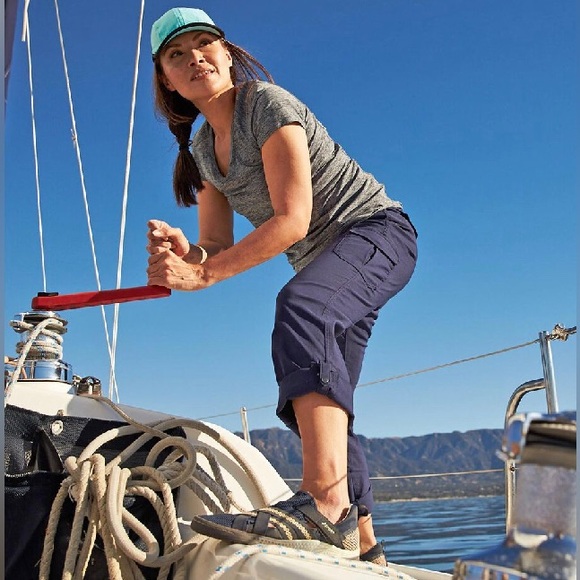Women's DuluthFlex Dry on the Fly Convertible Pant Navy Blue Adjustable Cargo - Picture 1 of 8